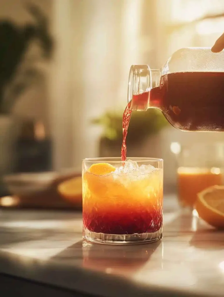 Sunrise mocktail layering in progress