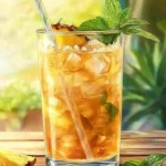 pineapple mocktail with mint and ice