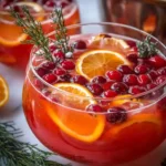 Non-alcoholic sparkling holiday punch in a festive bowl