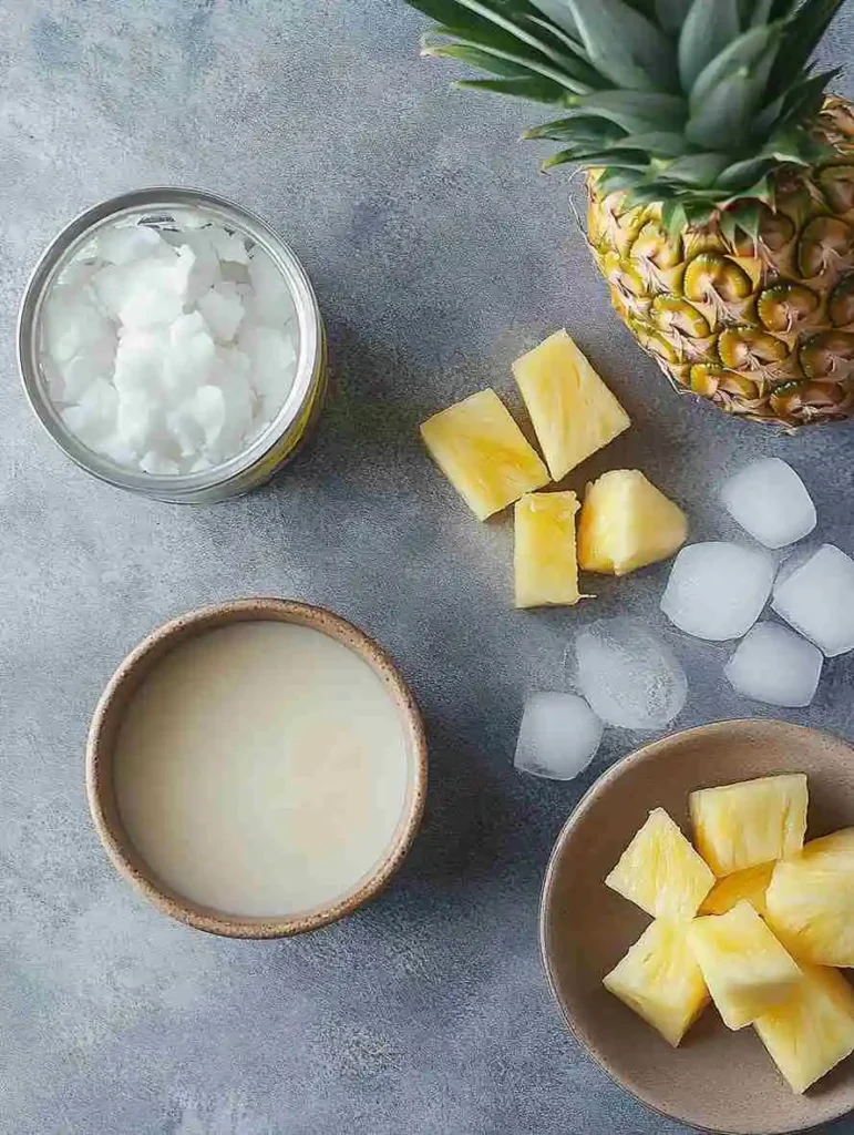 Ingredients for making Virgin Pina Colada at home