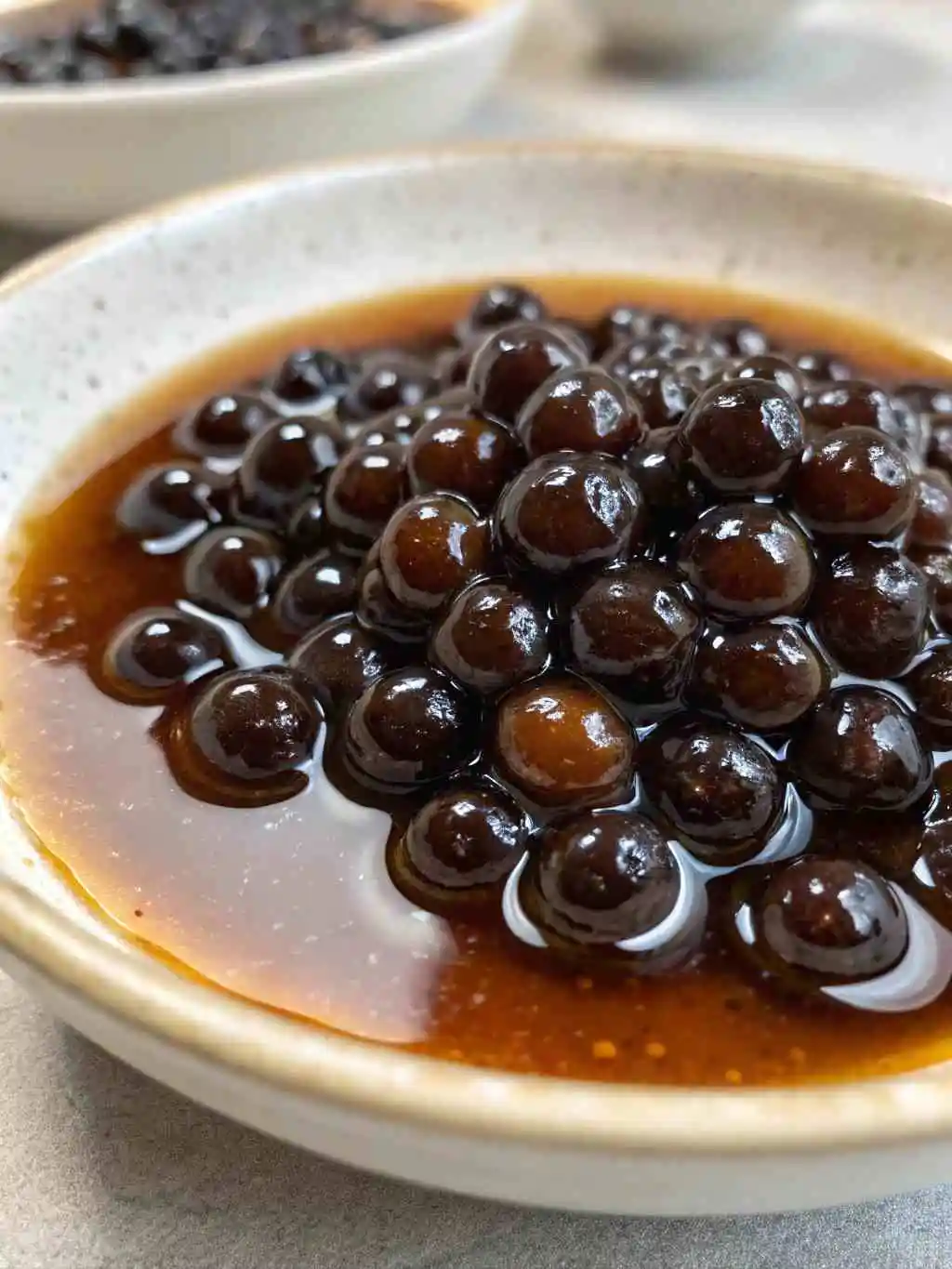 brown-sugar-boba-pearls. Brown sugar tapioca pearls for bubble pearl milk tea