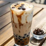 Classic bubble pearl milk tea with tapioca pearls
