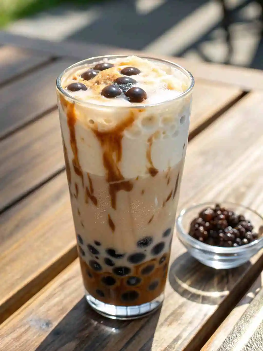 bubble-pearl-milk-tea-featured. Classic bubble pearl milk tea with tapioca pearls
