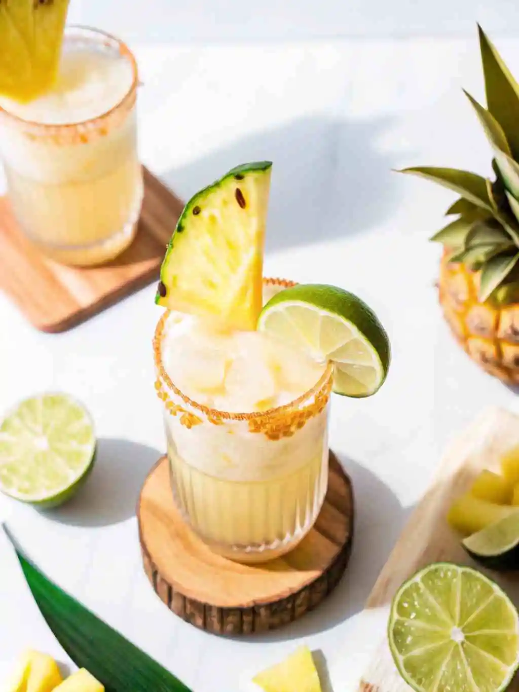 coconut-and-pineapple-mocktail-recipe Coconut and pineapple mocktail with lime and toasted coconut rim