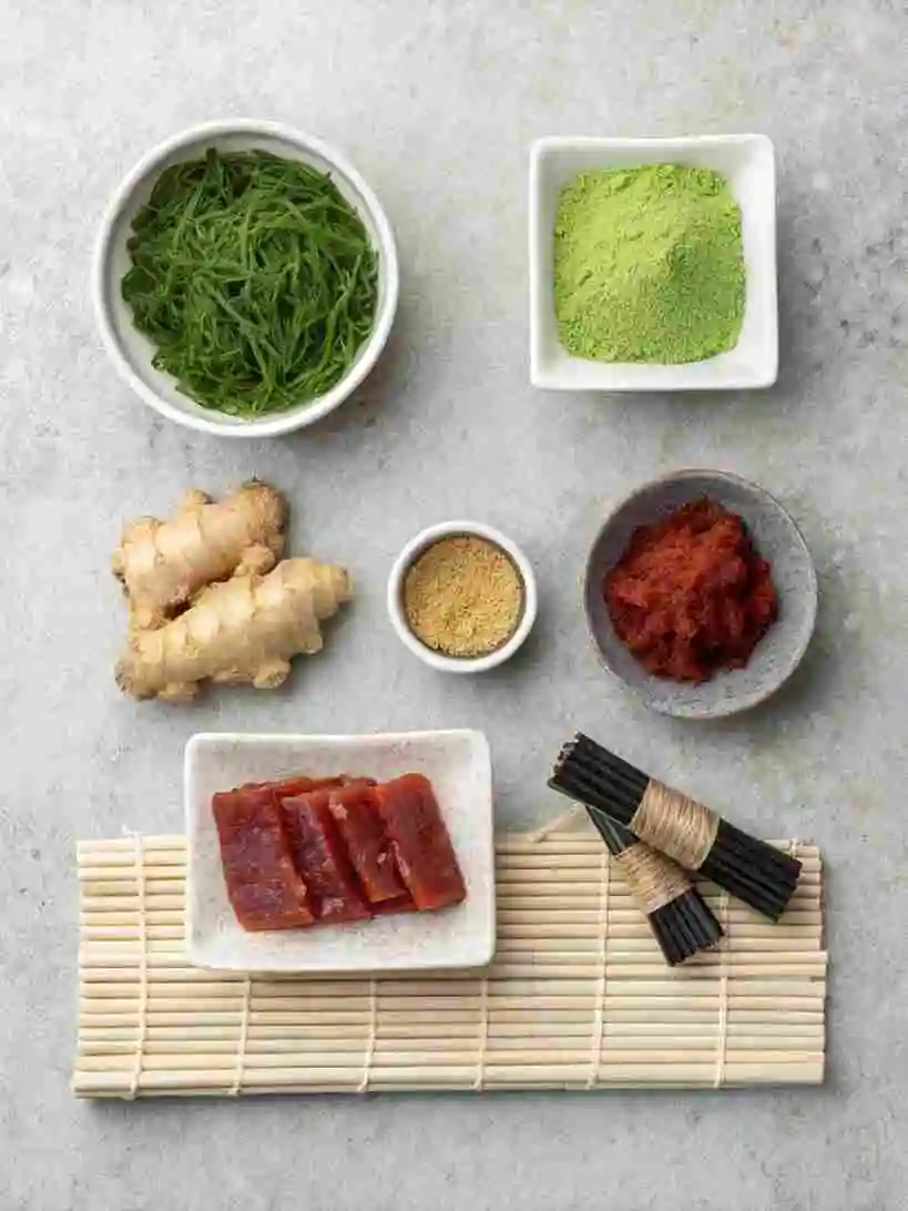 japanese-mounjaro-ingredients-top-view Japanese Mounjaro ingredients on a flat lay setup