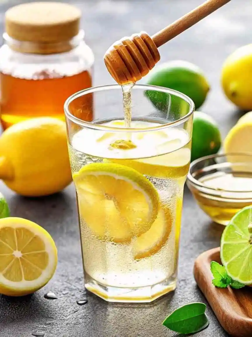 natural-mounjaro-drink-closeup Natural Mounjaro Recipe in a clear glass with lemon and ginger