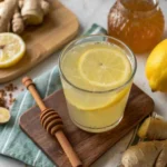 Natural Mounjaro Drink with lemon, ginger, honey in glass