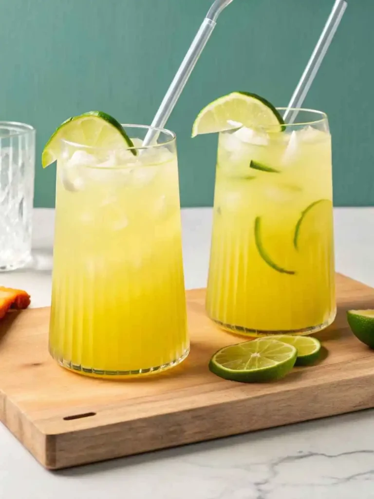 Homemade electrolyte drink in glass with fresh citrus garnish