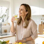 Nutrition expert Sophia Johnson demonstrates how to get rid of sulfur burps with natural lemon water remedy