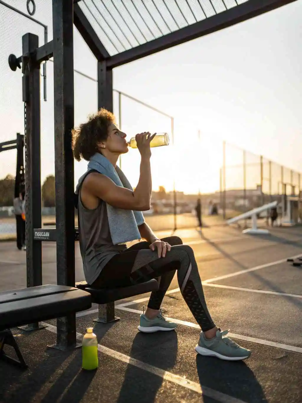 natural-sports-drink-post-workout-hydration (1) Person enjoying natural electrolyte drink for post-workout hydration