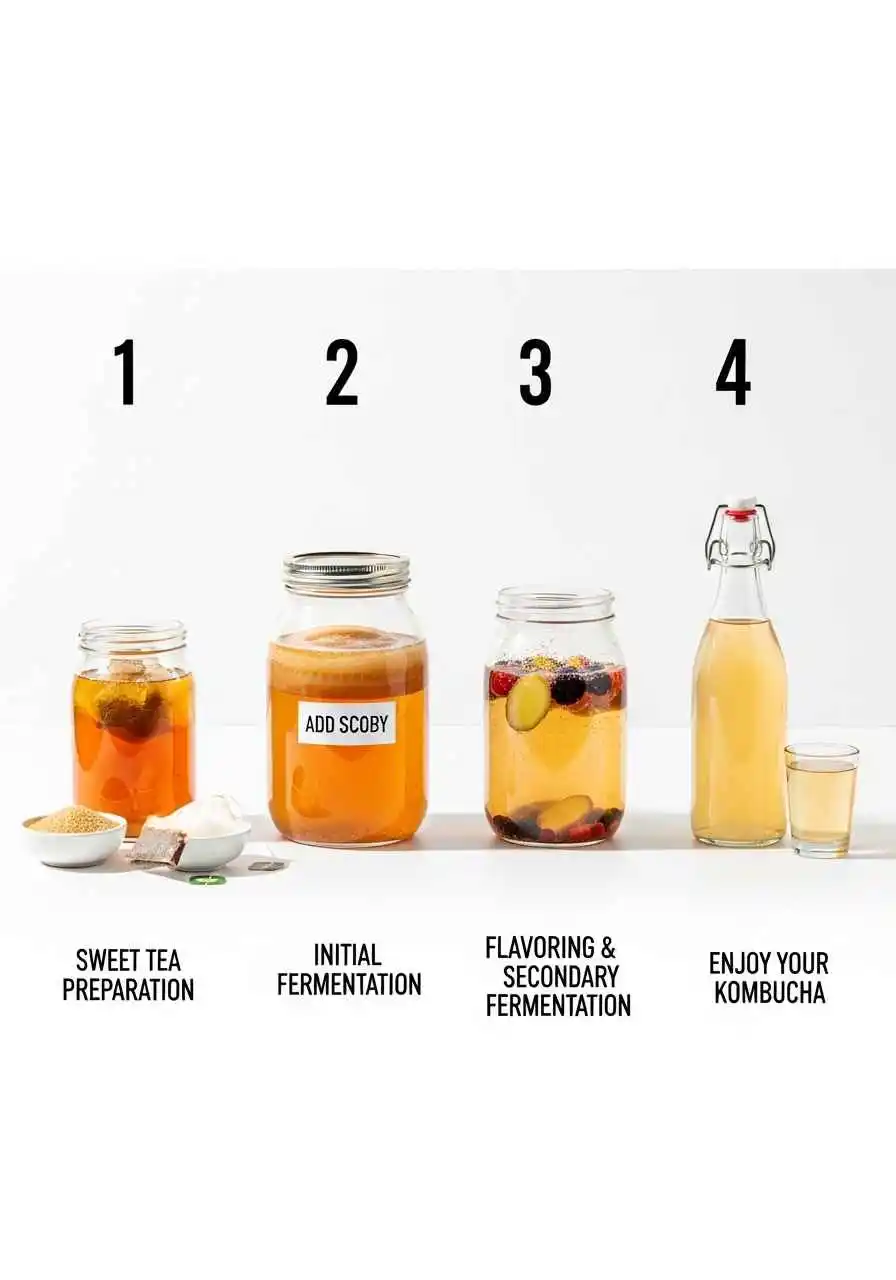 kombucha-brewing-process-steps-guide Complete kombucha recipe steps showing fermentation process