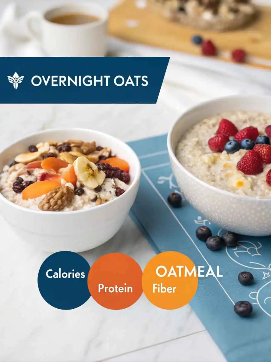 overnight-oats-vs-traditional-oatmeal-comparison-chart Overnight oats vs traditional oatmeal comparison chart nutrition benefits healthy breakfast